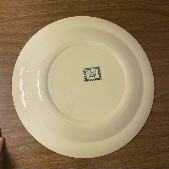 Royal Scot 50s Blue & White Gingham Plaid 12” Plate Glen Plaid Button Flower - Picture 5 of 5